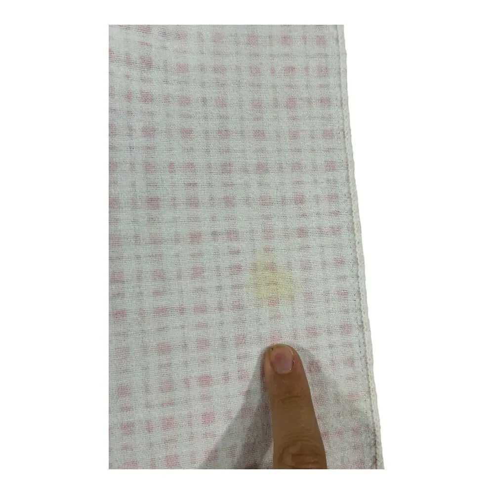 Vintage Made In USA Flannel Cotton Receiving Baby Blanket Pink Plaid Windowpane